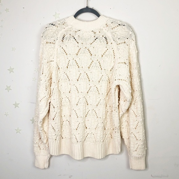 H & M  cream cotton swis dot open knit sweater - Picture 3 of 10